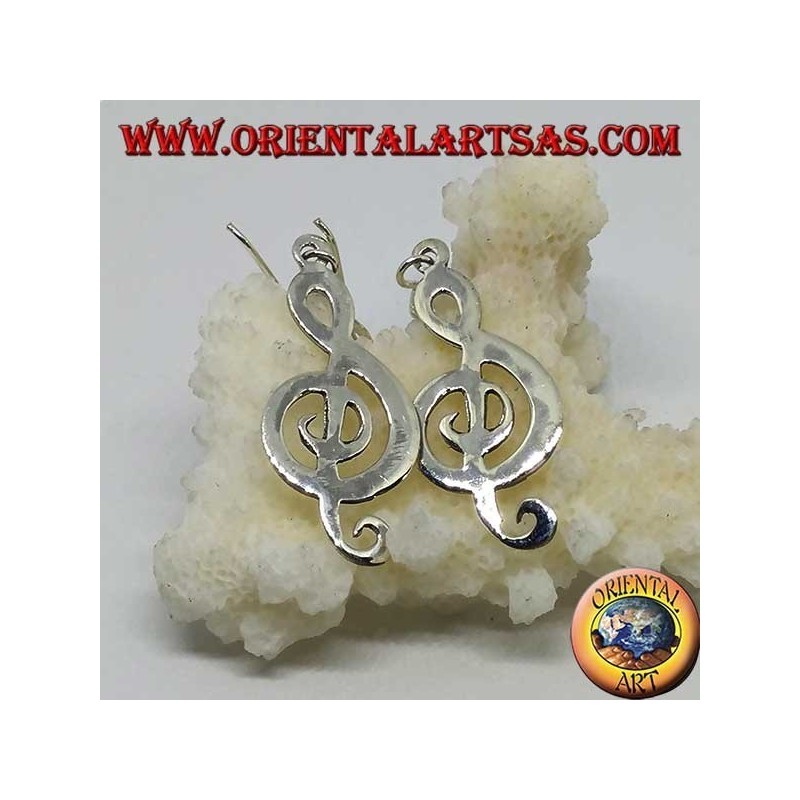 Boucles d'oreilles clé de sol en argent