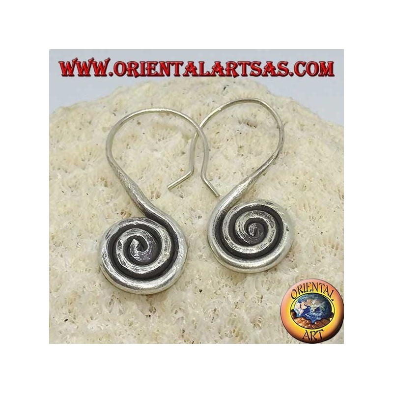 Karen handgemachte Haken Spirale Silber Ohrringe