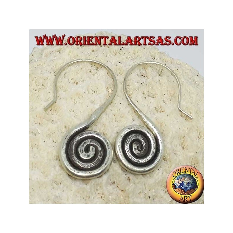 Karen handgemachte Haken Spirale Silber Ohrringe