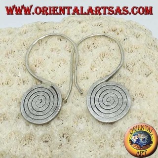 Boucles d'oreilles écrasées en argent avec spirale crochues faites main de Karen