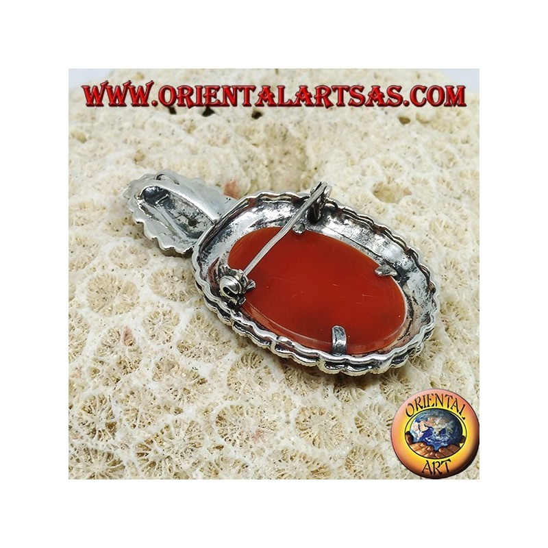 Spilla e ciondolo in argento con cammeo dama e marcasite