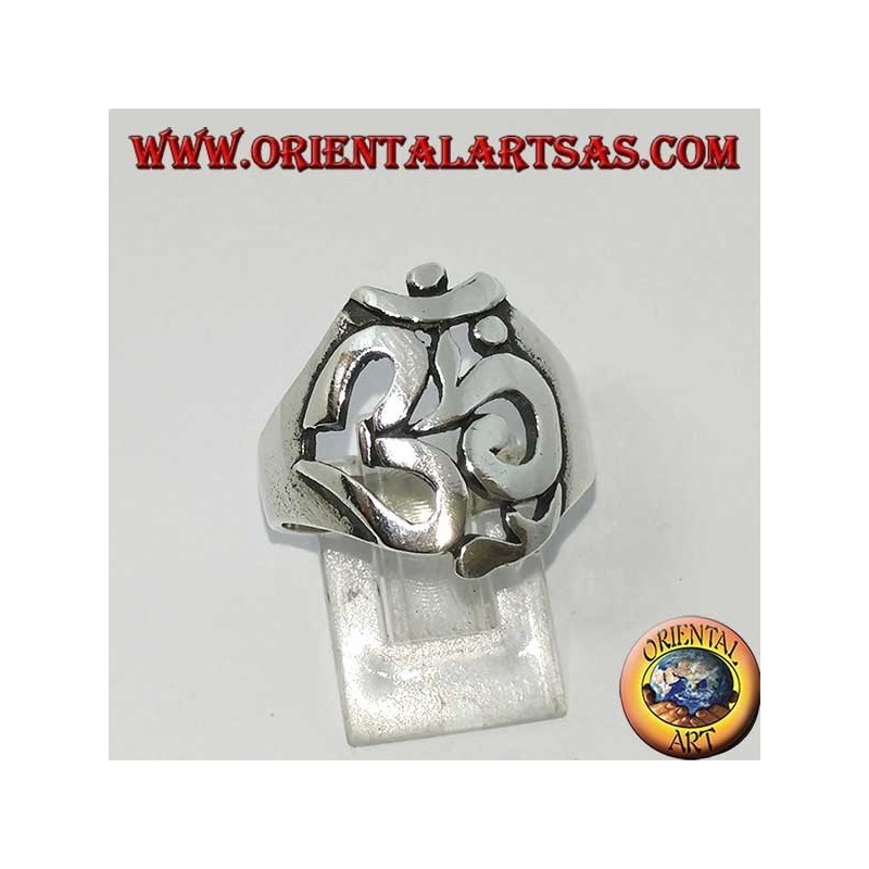 Anillo de plata con Aum u Om (ॐ) letra sagrada del hinduismo
