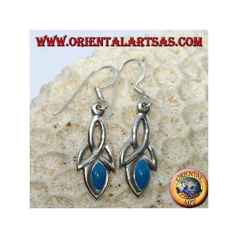 Silver earrings with tyrone knot and turquoise paste