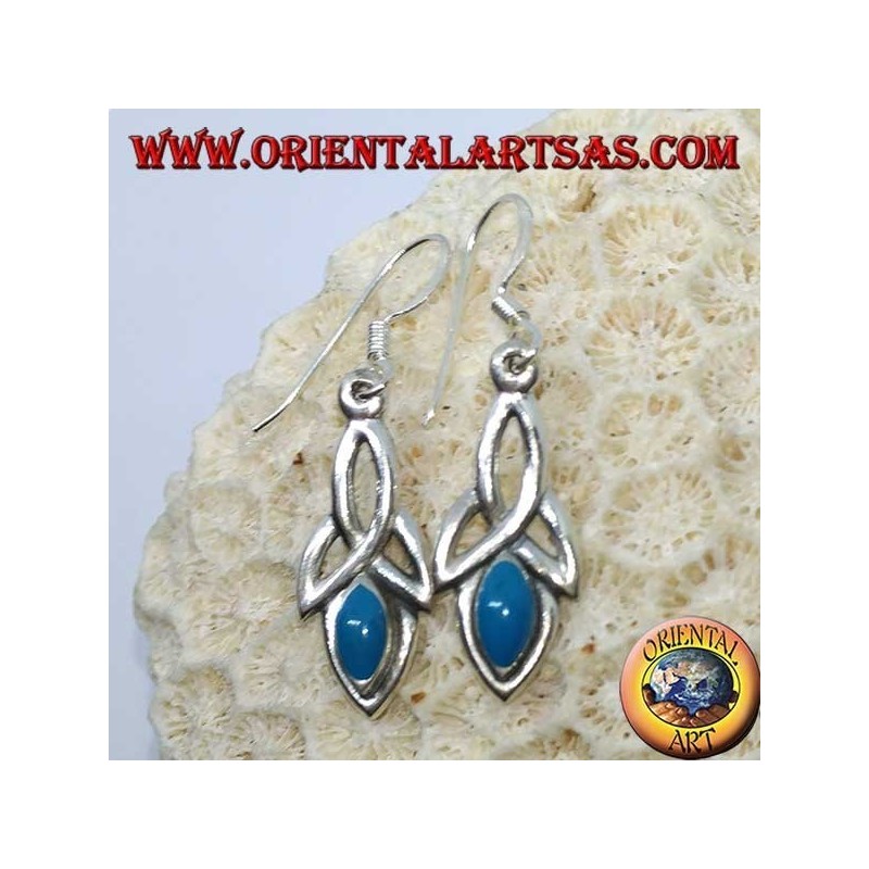 Boucles d'oreilles en argent avec noeud tyrone et pâte turquoise