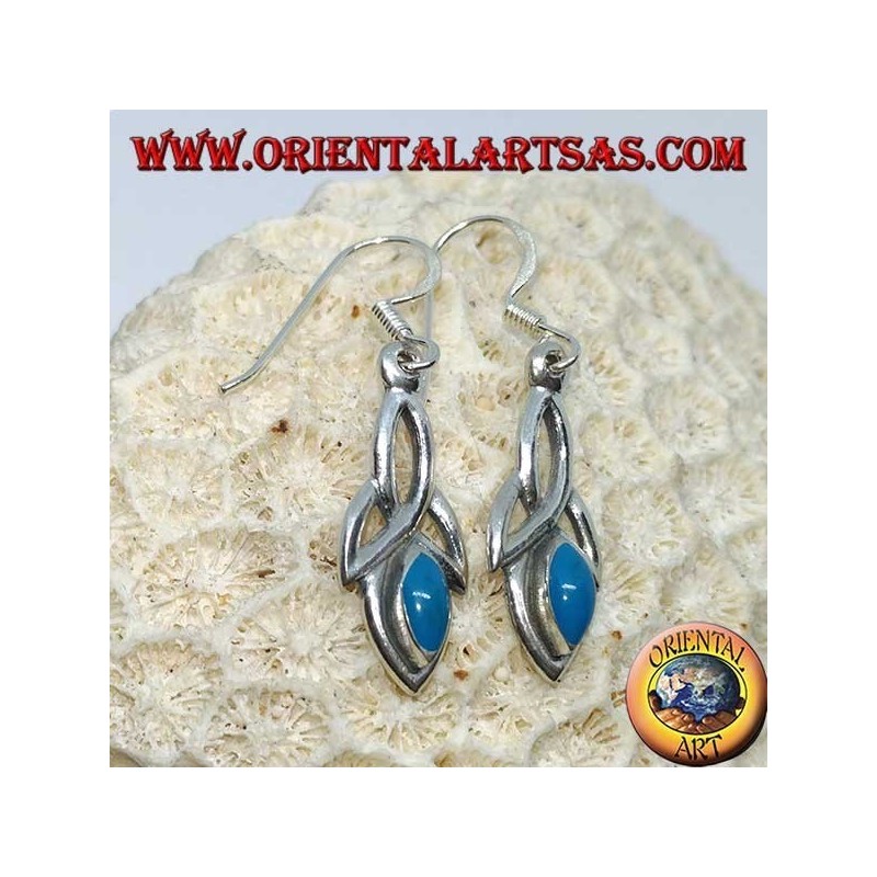 Silver earrings with tyrone knot and turquoise paste