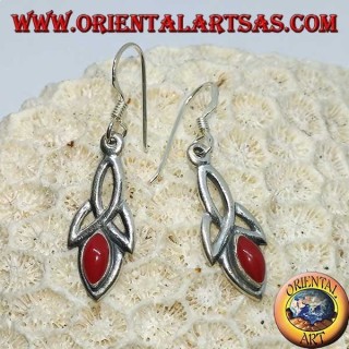 Boucles d'oreilles en argent avec noeud en tyrone et pâte de corail