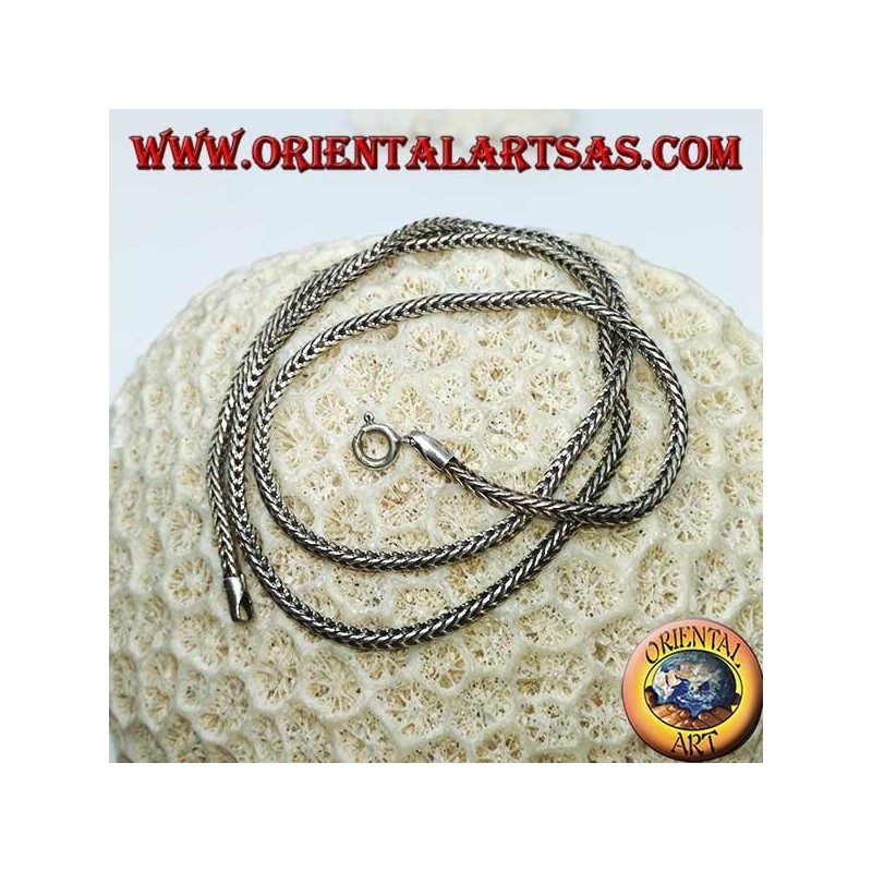 Collana  in argento, maglia snake sezione quadrata  di cm 45