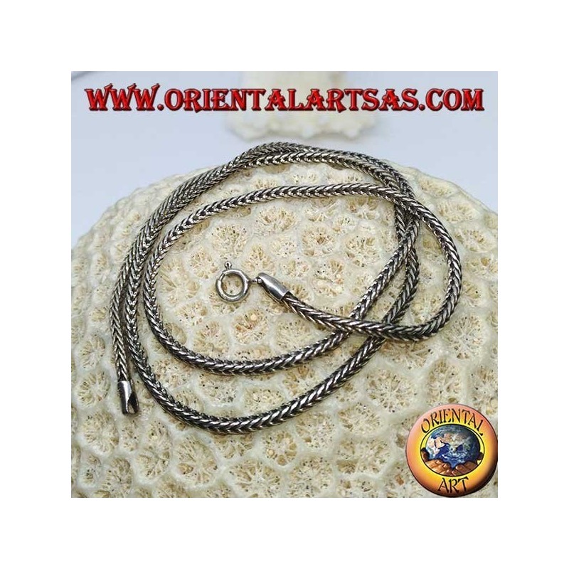 Silver necklace, snake link square section of 45 cm