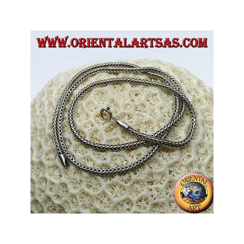 Silver necklace, snake link square section of 45 cm