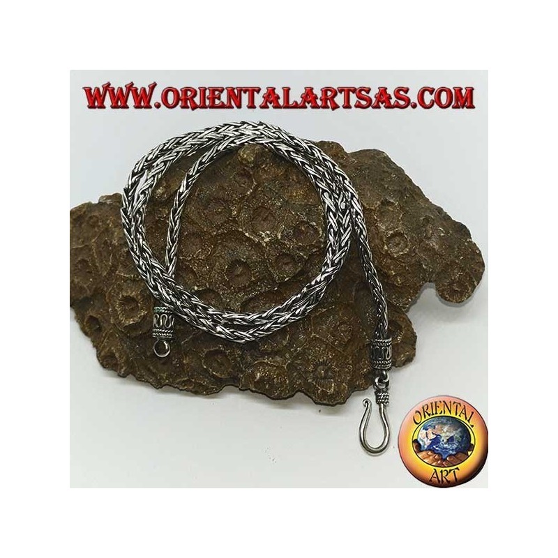 Silver necklace, two-strand 45 cm braid