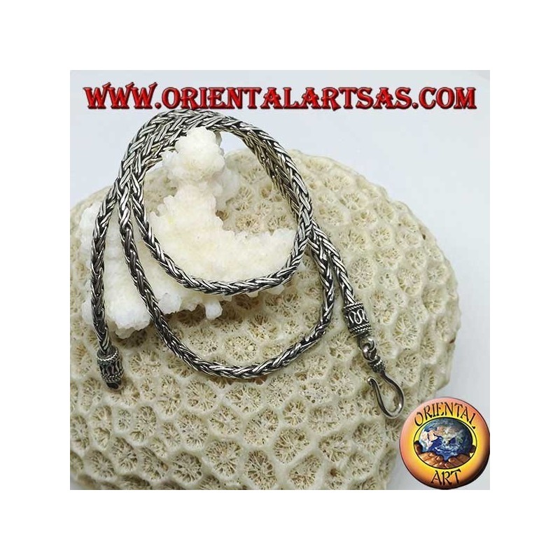 Silberkette, zwei Stränge 45 cm Geflecht