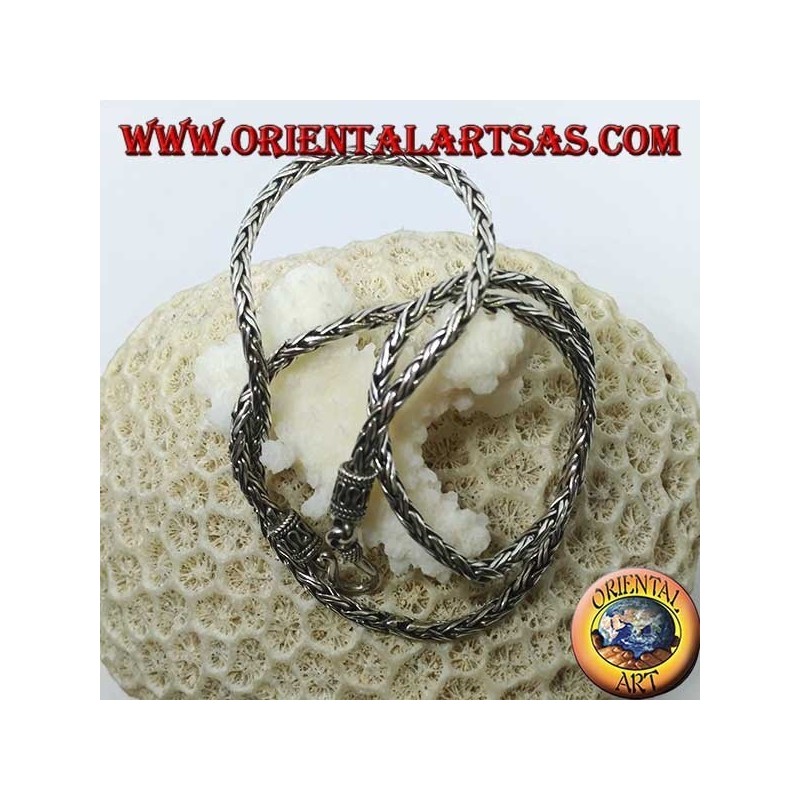 Silberkette, zwei Stränge 45 cm Geflecht