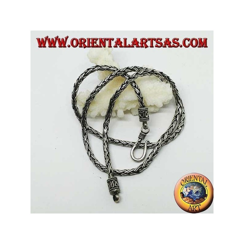 Collana in argento, treccia a due fili da cm 45