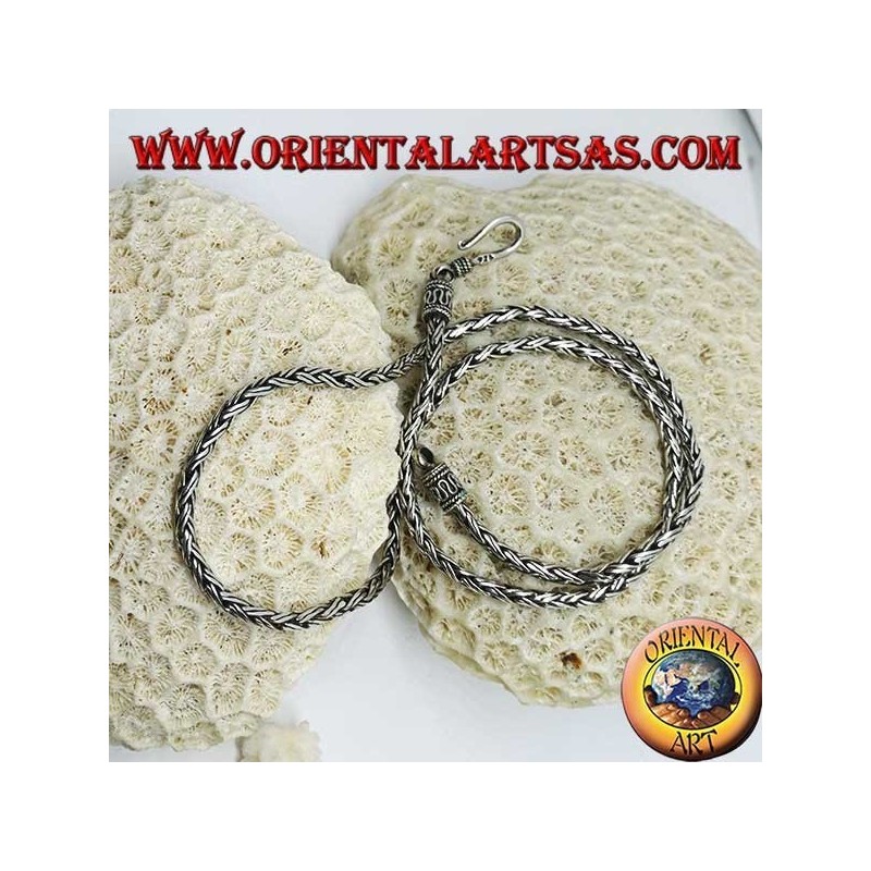 Collana in argento, treccia a due fili da cm 45