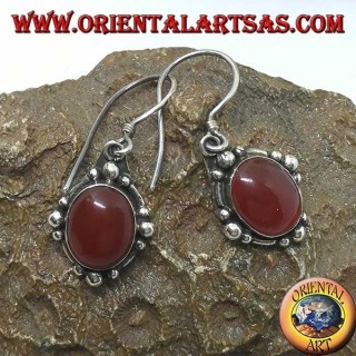 Boucles d'oreilles en argent avec cornaline ovale
