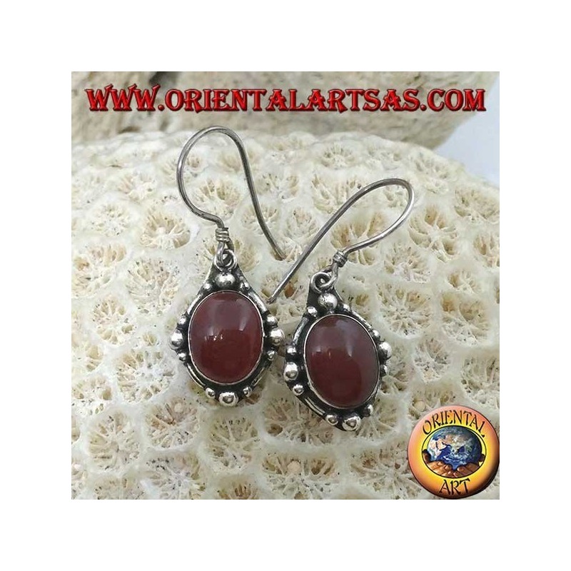 Boucles d'oreilles en argent avec cornaline ovale