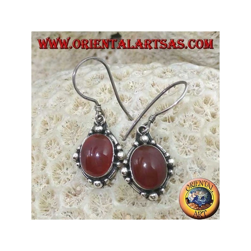 Boucles d'oreilles en argent avec cornaline ovale