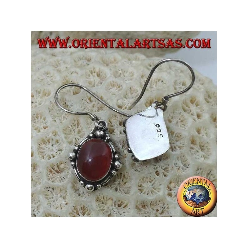 Boucles d'oreilles en argent avec cornaline ovale
