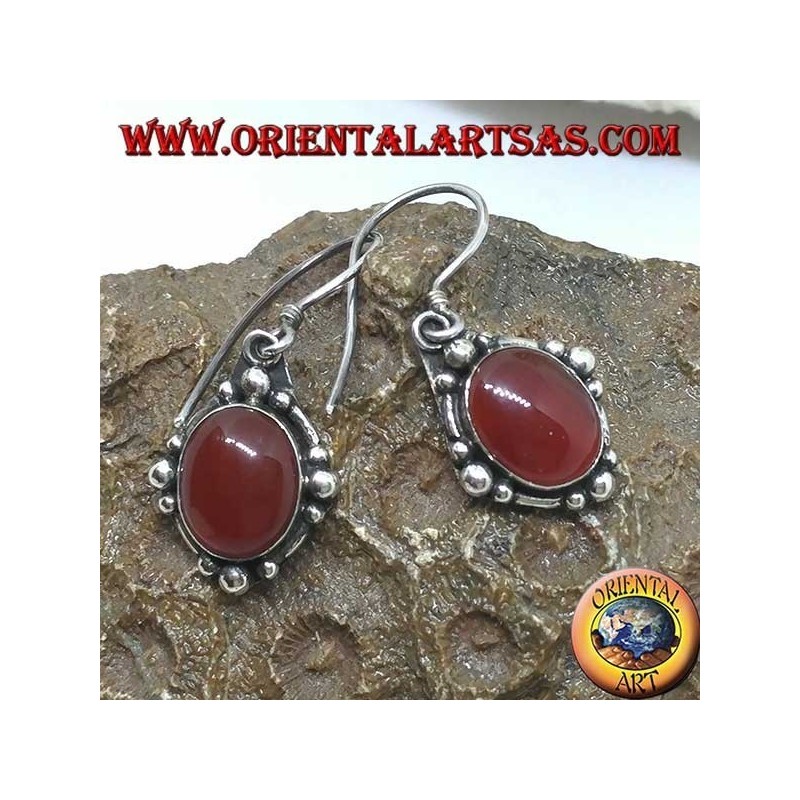 Orecchini pendenti in argento con corniola ovale