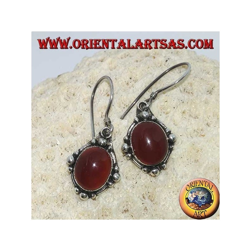 Boucles d'oreilles en argent avec cornaline ovale
