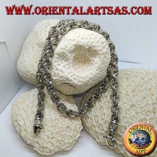 Collier en argent avec bagues alternées lisses et travaillées