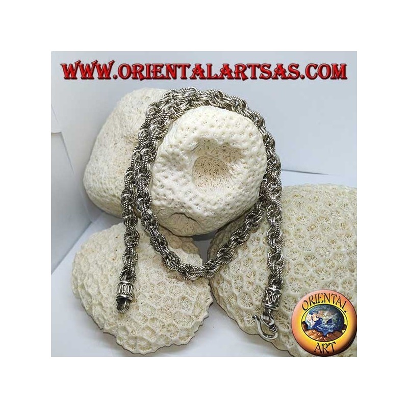 Collar de plata con anillos alternos lisos y trabajados