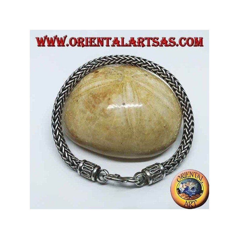 Bracciale in argento a intreccio snake, sezione tonda