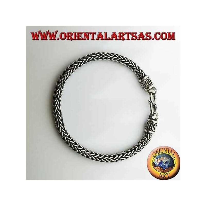 Snake weave silver bracelet, round section