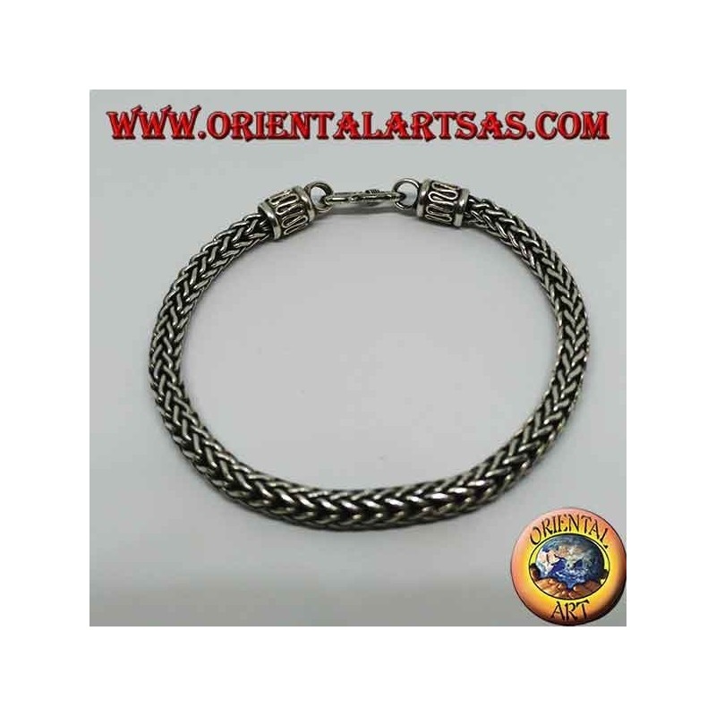 Bracelet en argent à armure de serpent, section ronde