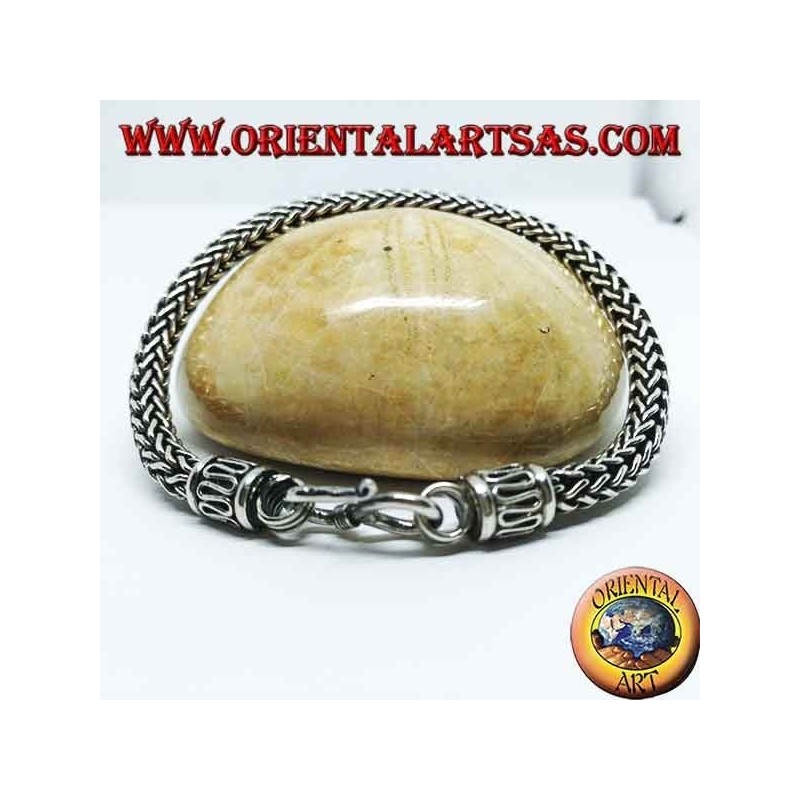 Snake weave silver bracelet, round section