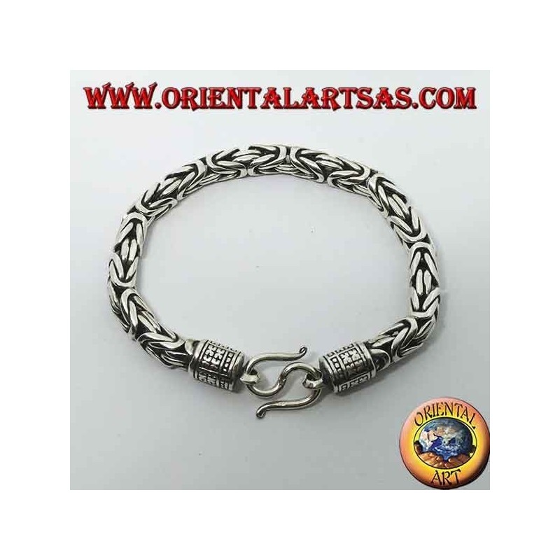 bracciale in argento, Borobudur sezione quadrata mm. 6,5*6,5