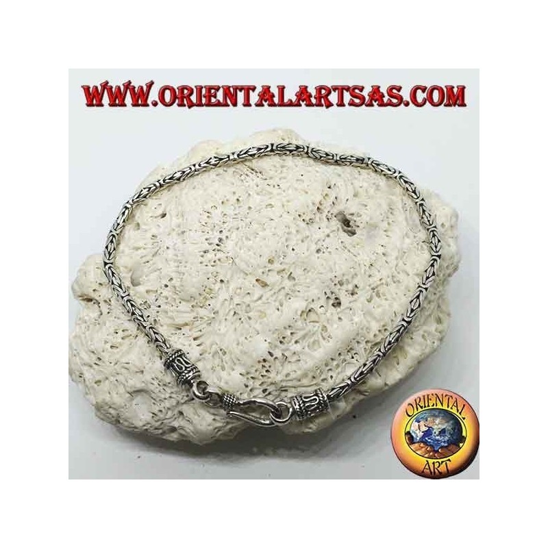 Bracelet en argent Borobudur, maillon byzantin de 2,5 mm