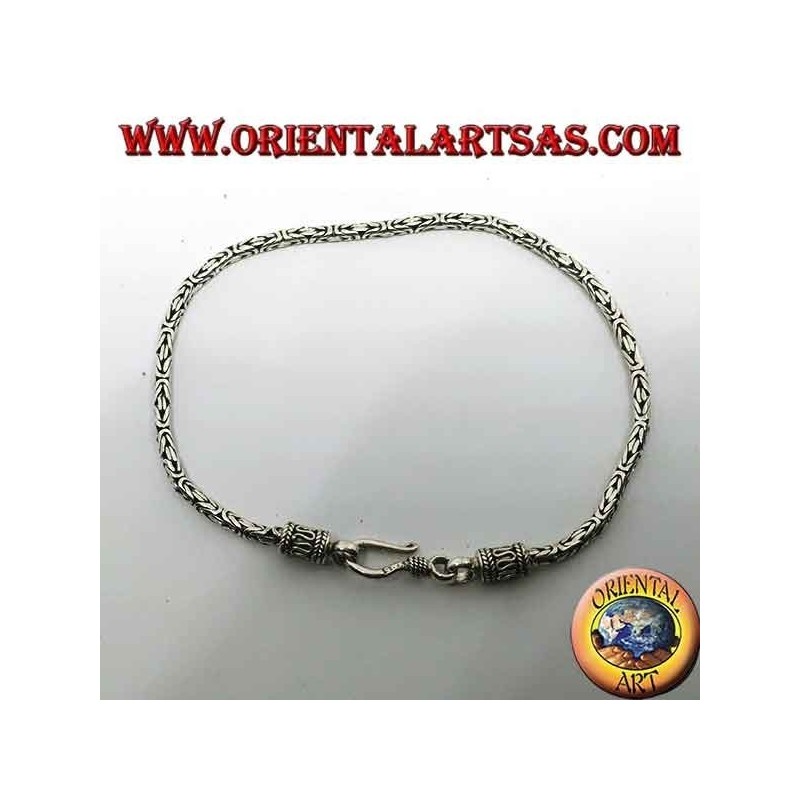 Borobudur silver bracelet, 2.5mm Byzantine link