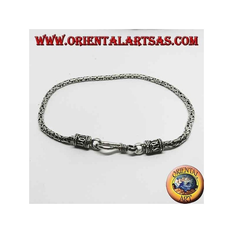 Borobudur silver bracelet, 2.5mm Byzantine link