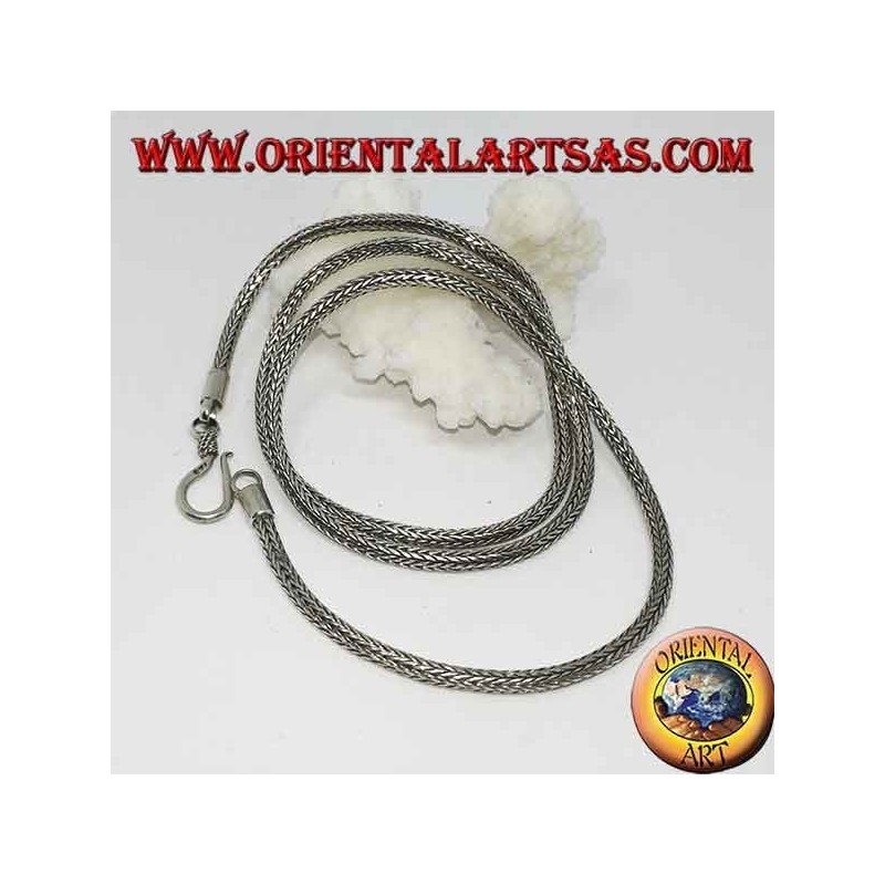 Collar de plata, eslabones de serpiente, sección redonda cm. 50 * mm. 2.5