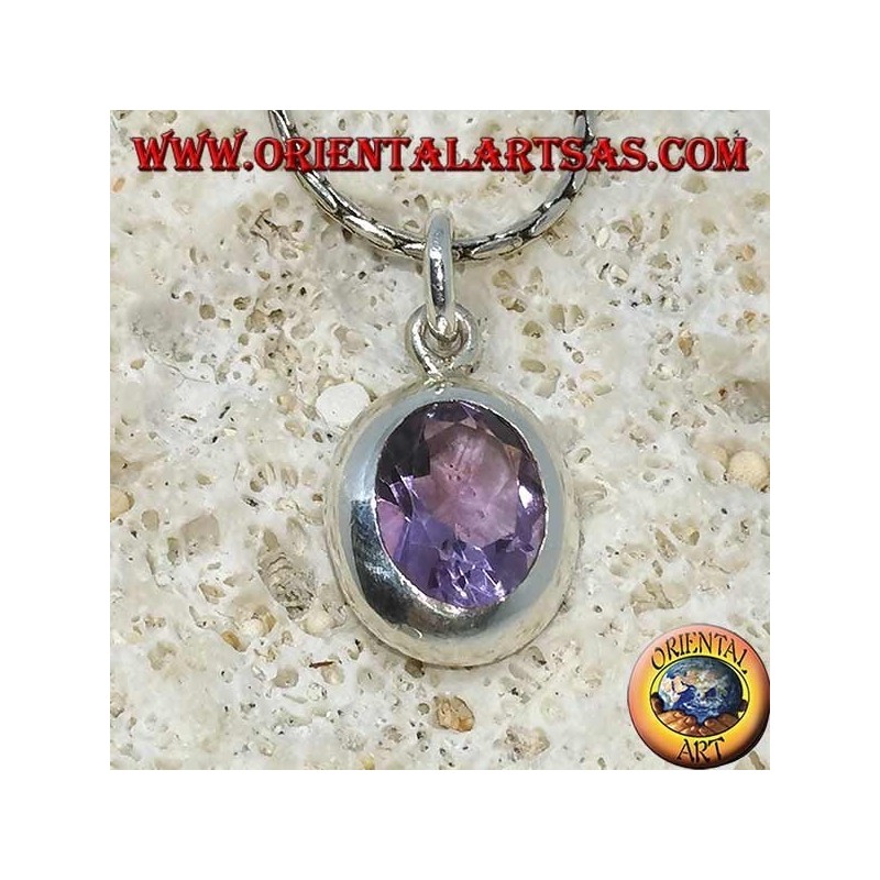 Ciondolo in argento con splendida Ametista naturale a montatura semplice
