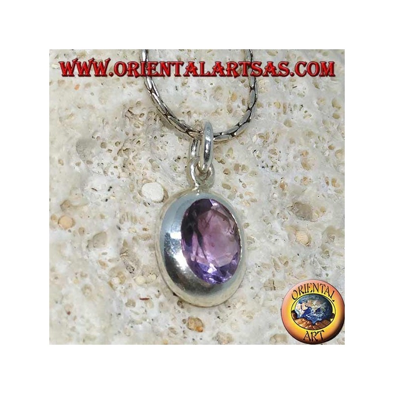 Colgante de plata con hermosa amatista natural con un marco simple