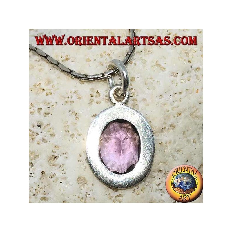 Colgante de plata con hermosa amatista natural con un marco simple