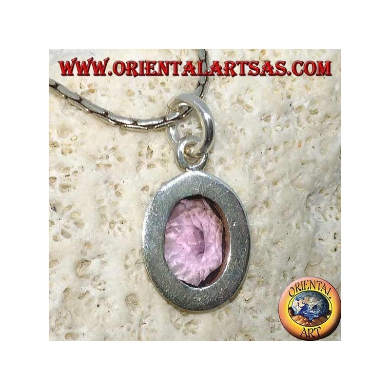 Silberanhänger mit schönen natürlichen Amethyst mit einem einfachen Rahmen