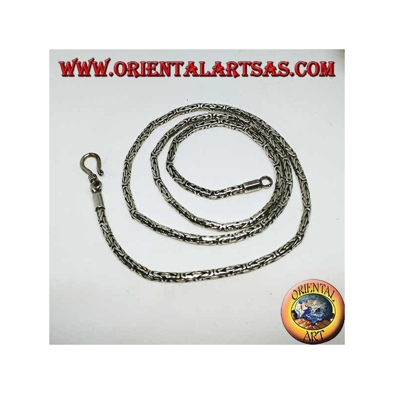 Collier en argent, serpent BOROBUDUR, maille byzantine (40 cm * 2,5 mm)