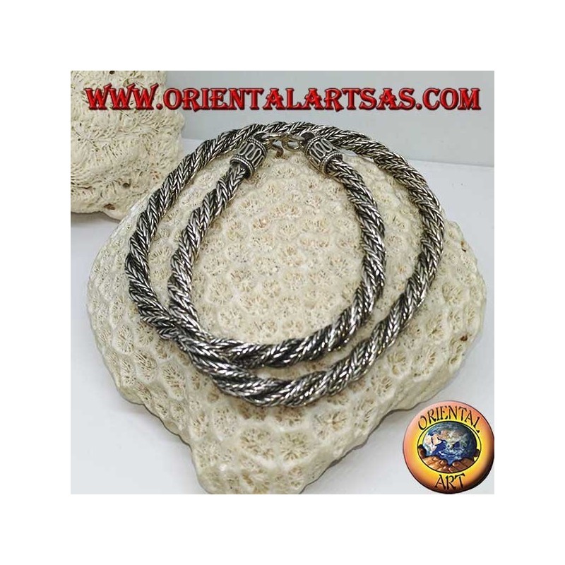 Collier torsadé en argent (45 cm de long, 6 mm d'épaisseur)