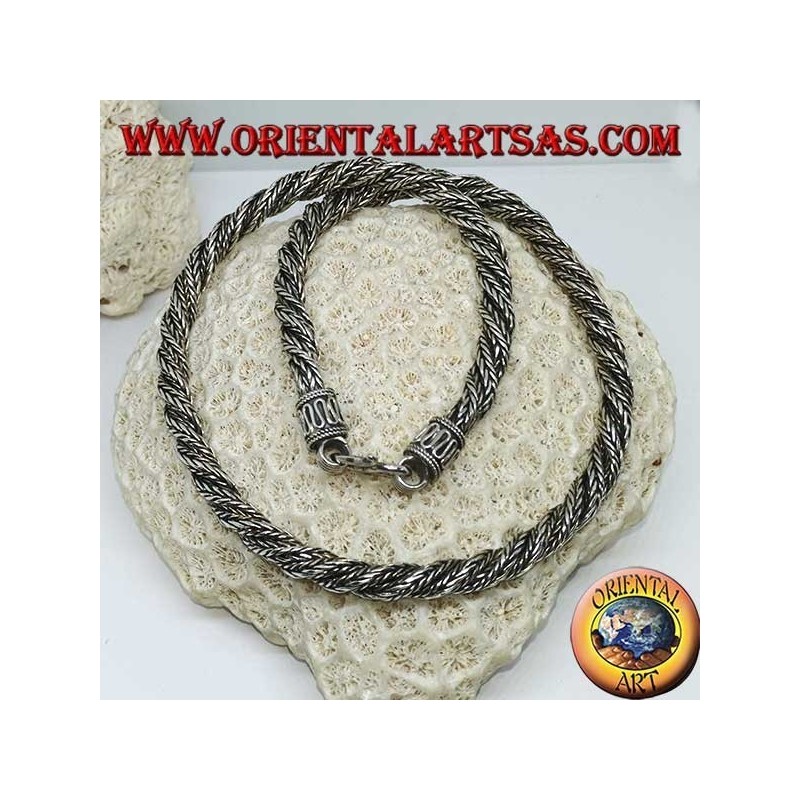 Collar de plata trenzado (45 cm de largo, 6 mm de grosor)