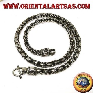 Collar de plata, trenza y anillos (longitud 45 cm, espesor 5,8 mm)