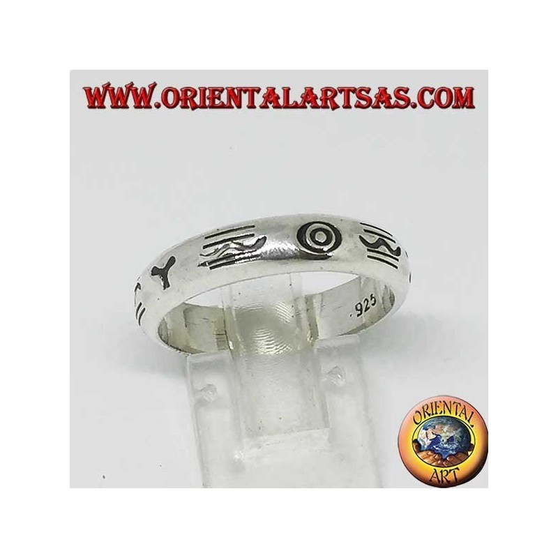 Anello a fedina in argento incisa con simboli aborigeni
