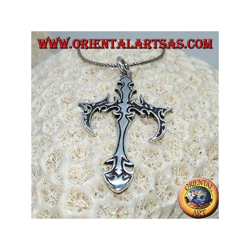 Silver pendant, Gothic tribal cross