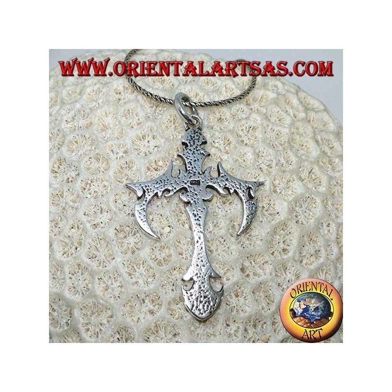 Pendentif en argent, croix tribale gothique