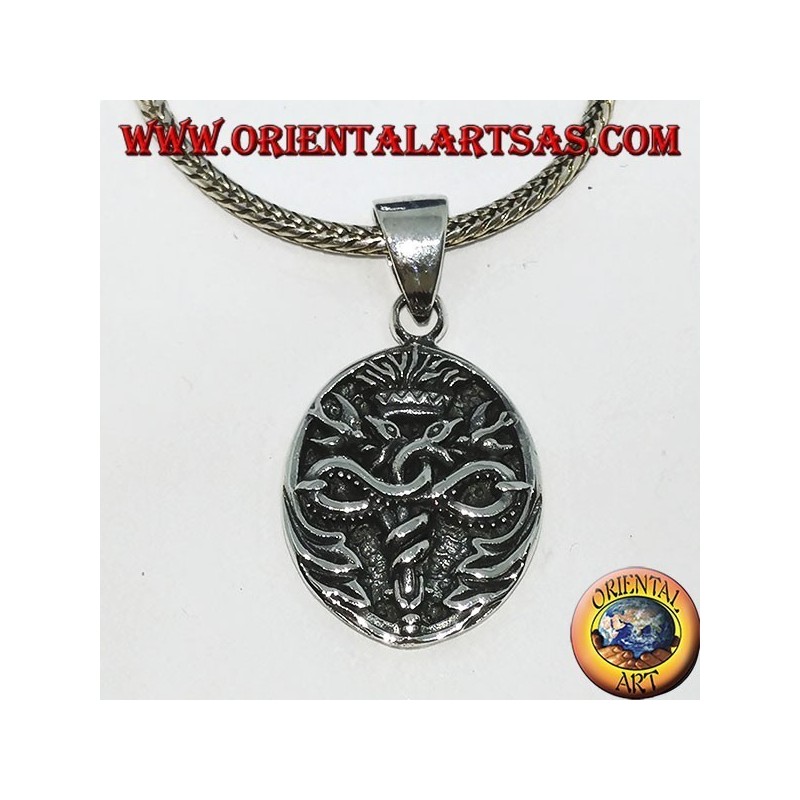 Silberanhänger Medaille des Caduceus von Hermes in zurückhaltender Ausführung