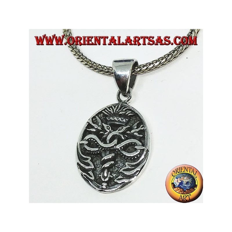 Médaille pendentif en argent du caducée d'Hermès en discret