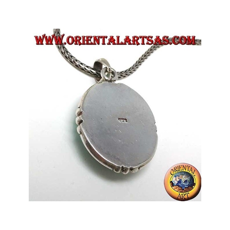 Silver pendant with natural oval Turquoise, handmade