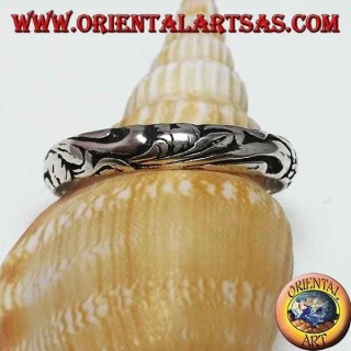 Bague en argent, anneau de 4 mm sculpté